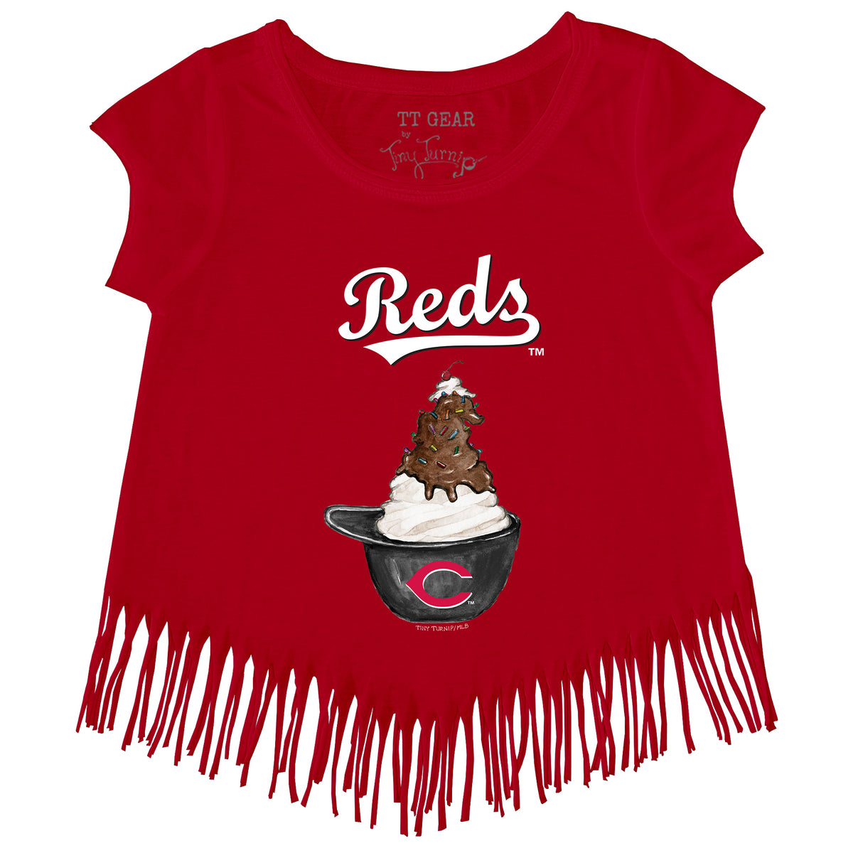 Cincinnati Reds Sundae Helmet Fringe Tee