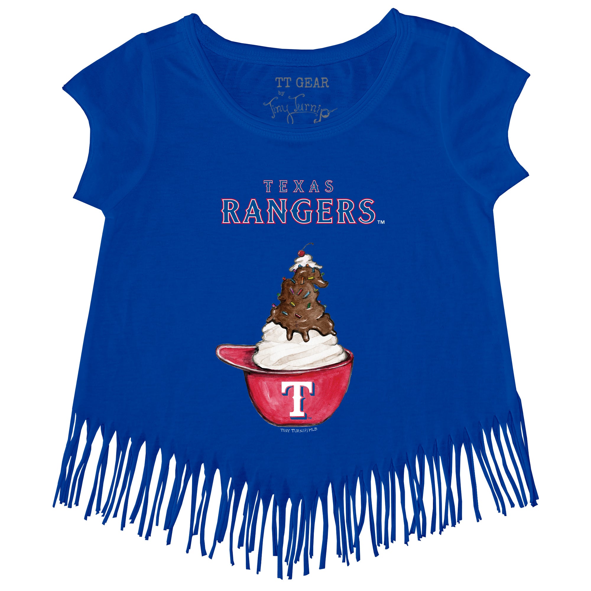 TinyTurnip Texas Rangers Baseball Pow 3/4 Royal Blue Sleeve Raglan Youth Large (10-12)