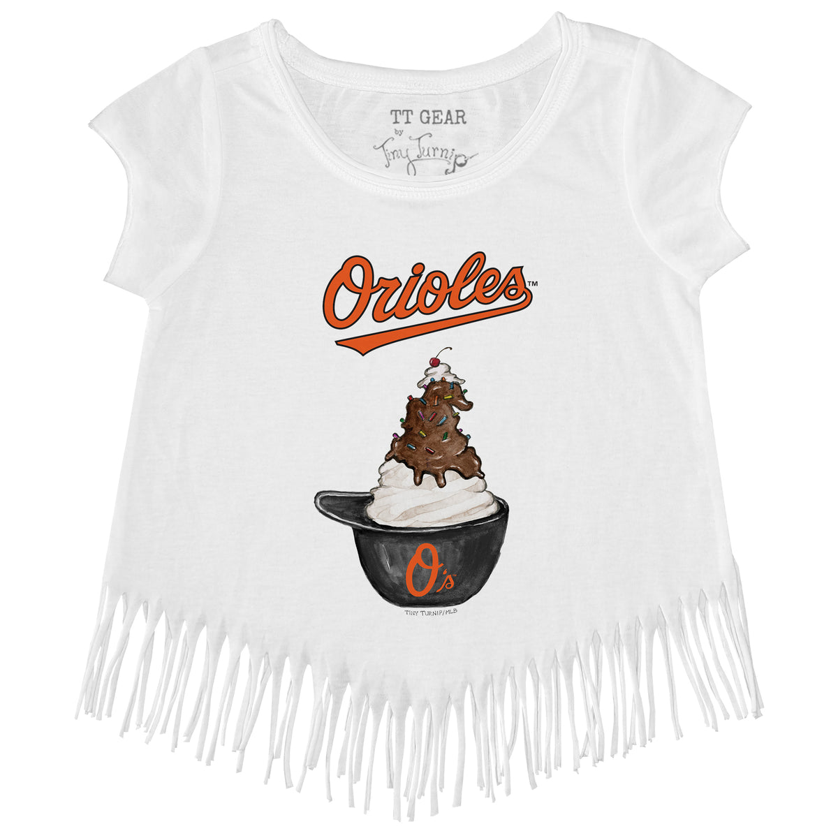 Baltimore Orioles Sundae Helmet Fringe Tee