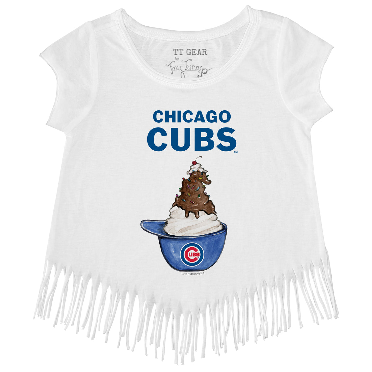 Chicago Cubs Sundae Helmet Fringe Tee