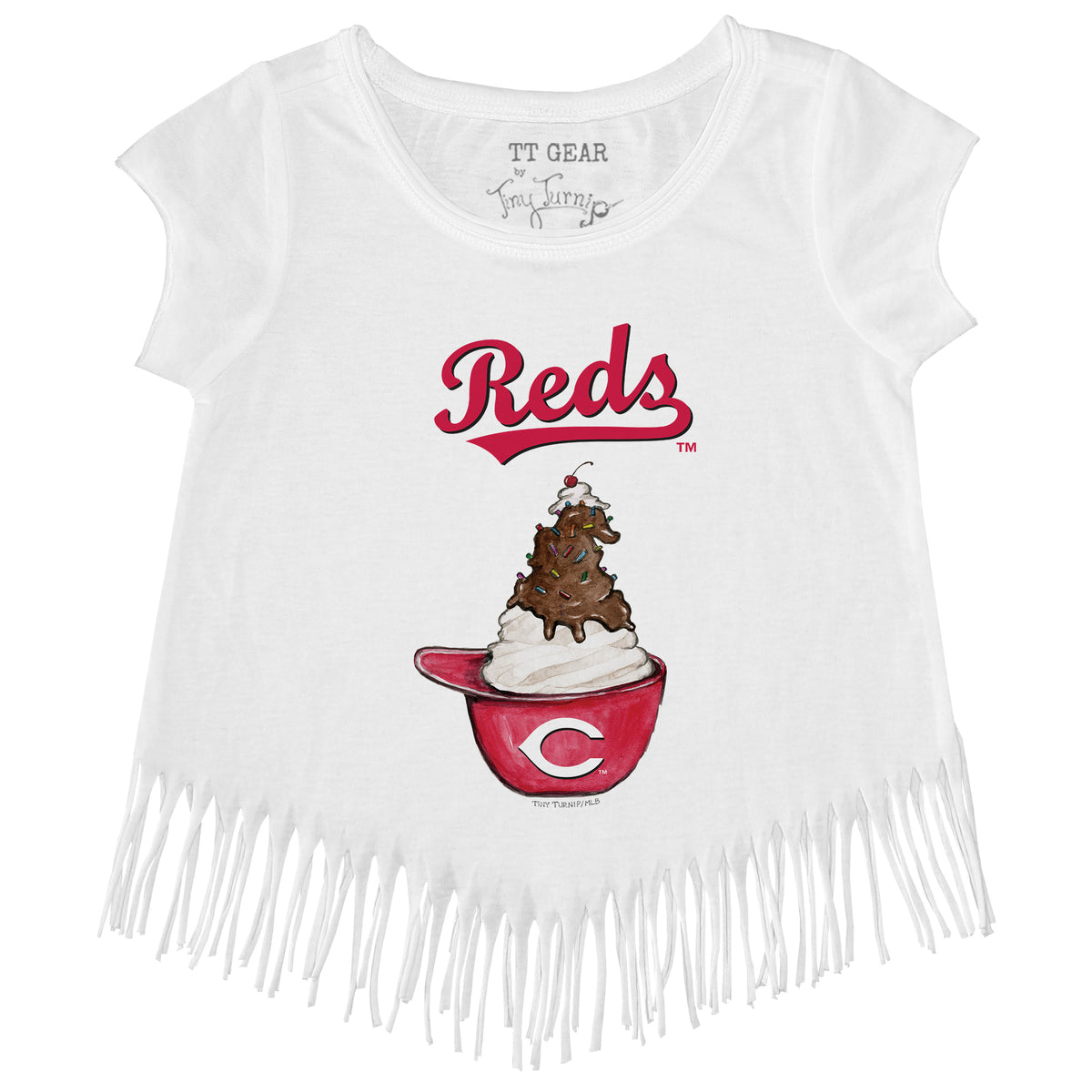 Cincinnati Reds Sundae Helmet Fringe Tee
