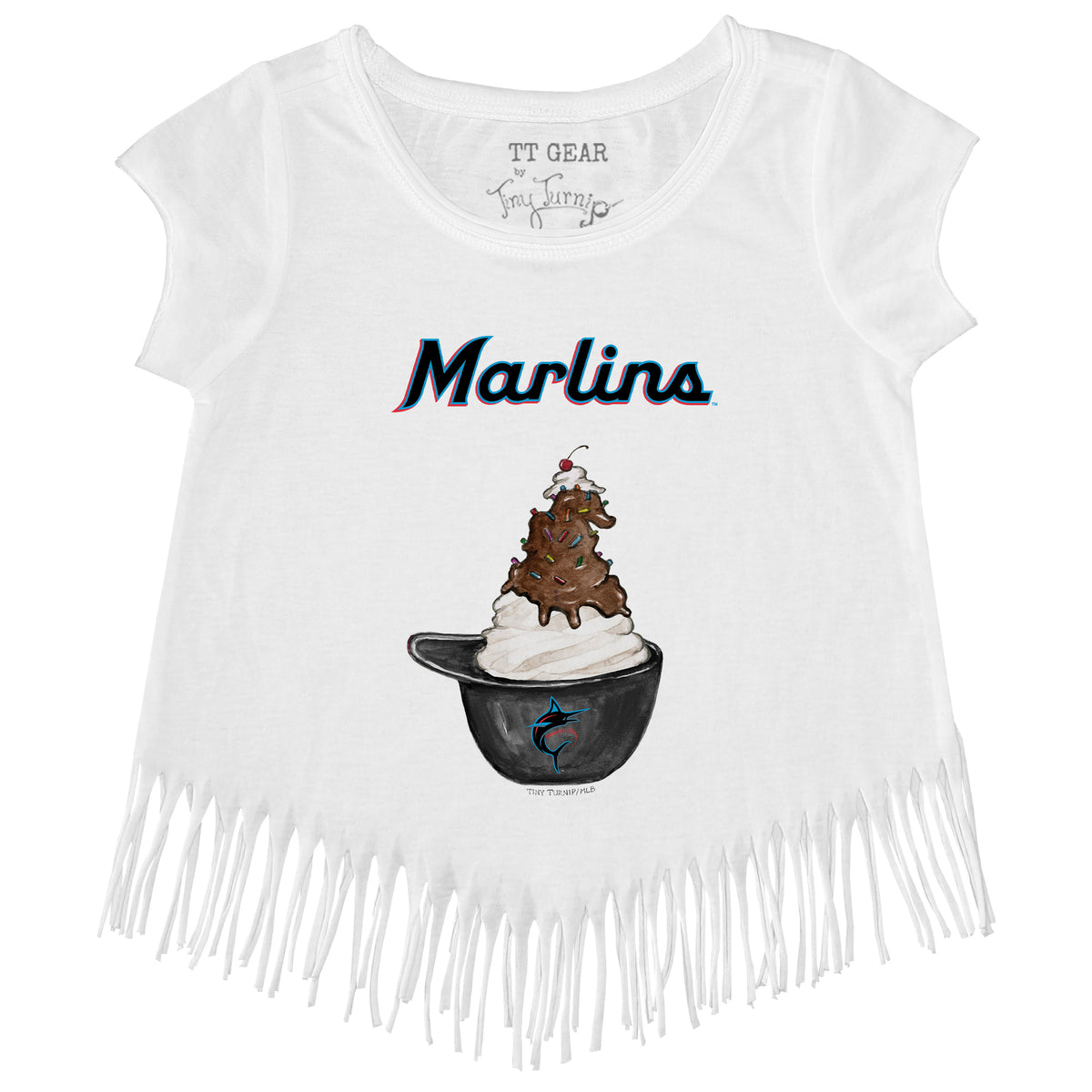 Miami Marlins Sundae Helmet Fringe Tee