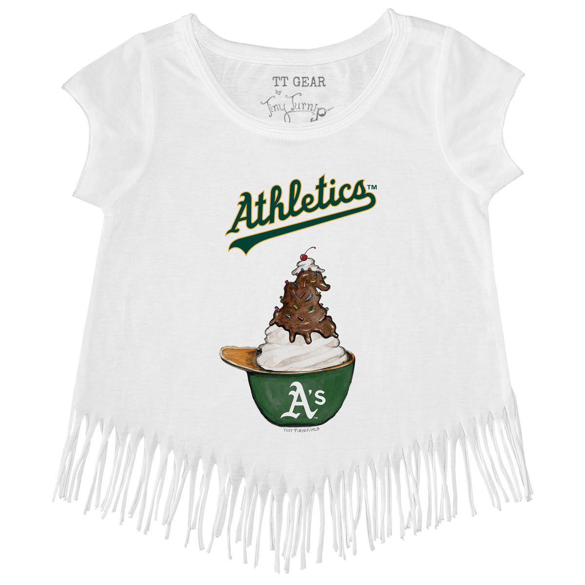 Oakland Athletics Sundae Helmet Fringe Tee
