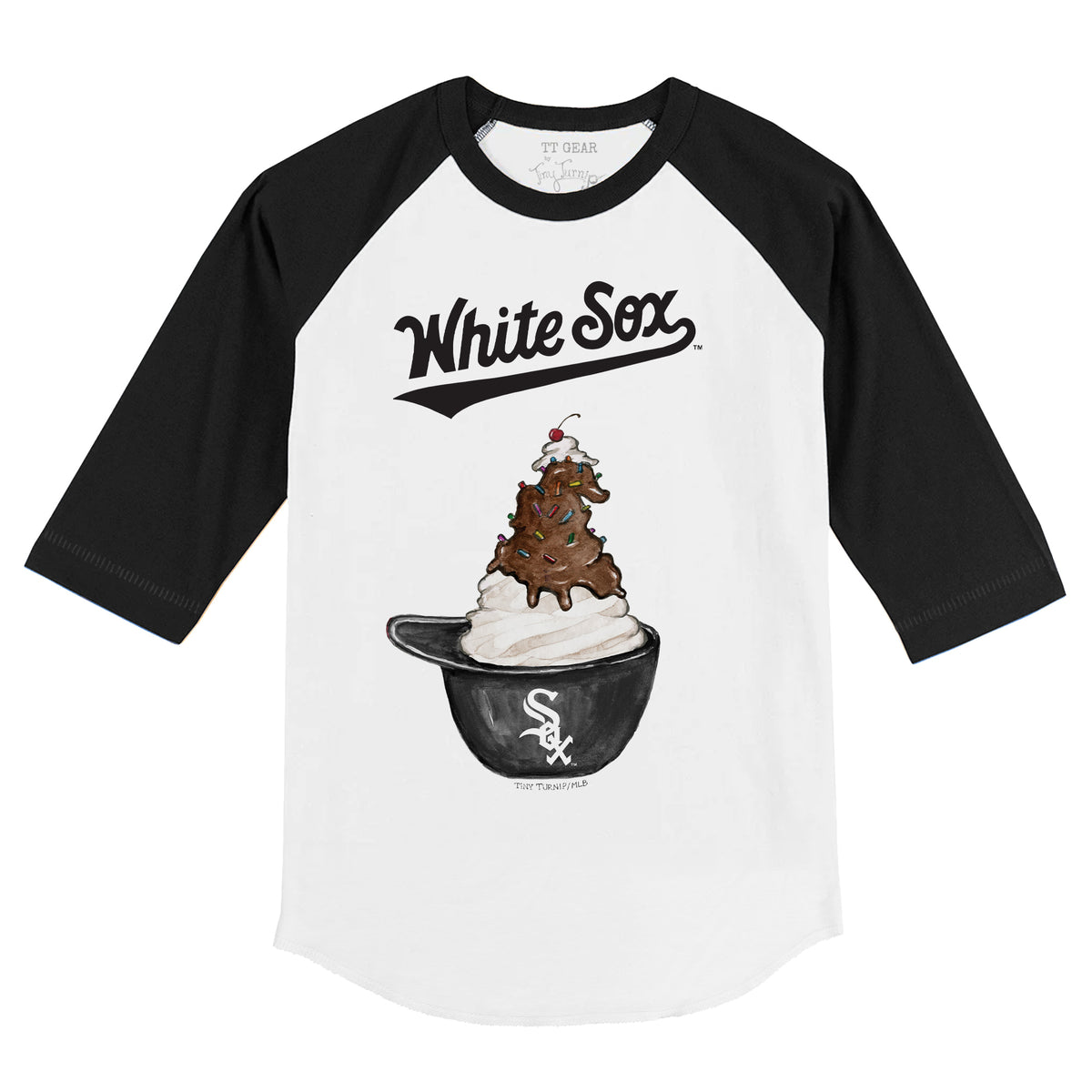 Chicago White Sox Sundae Helmet 3/4 Black Sleeve Raglan