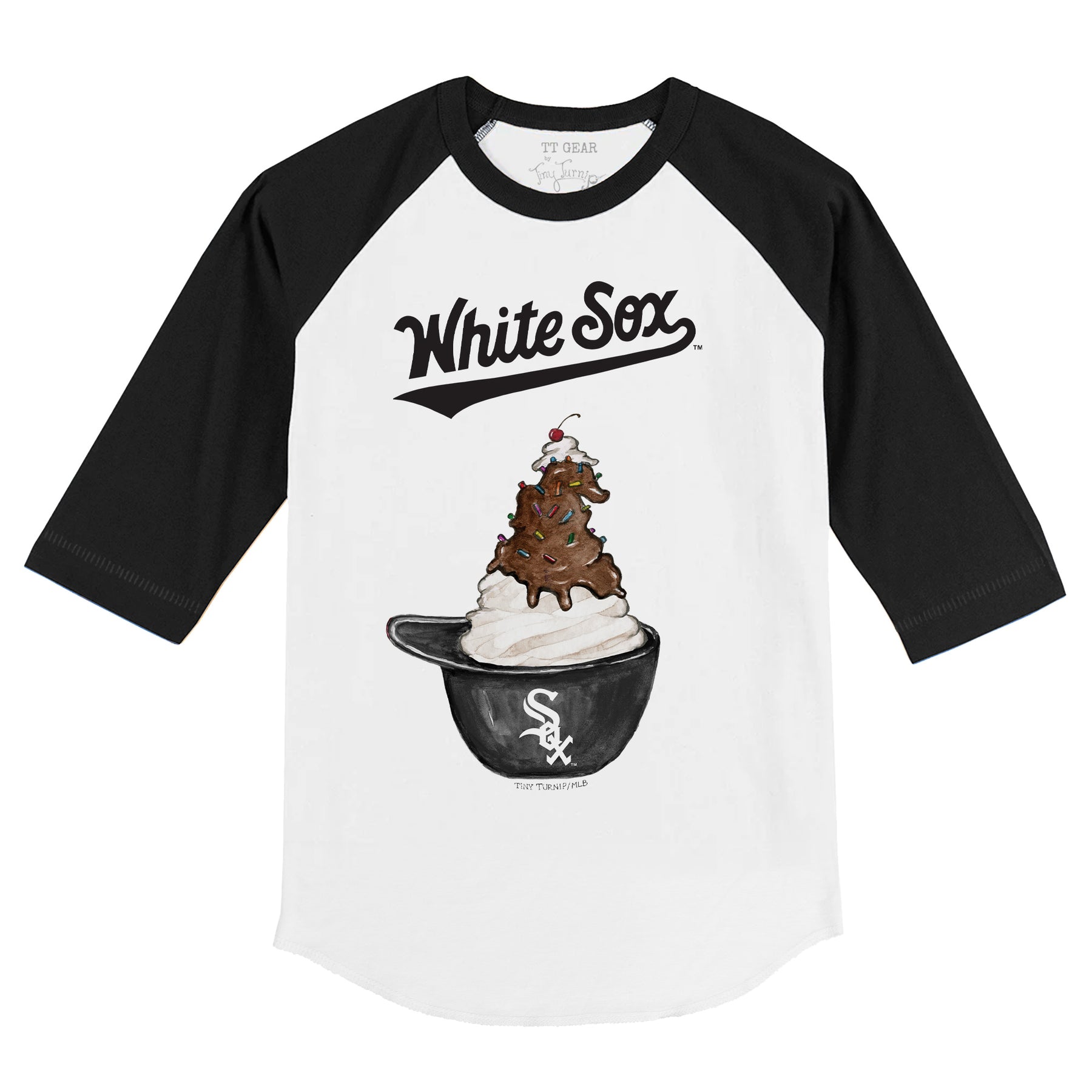 Chicago White Sox Sundae Helmet 3/4 Black Sleeve Raglan