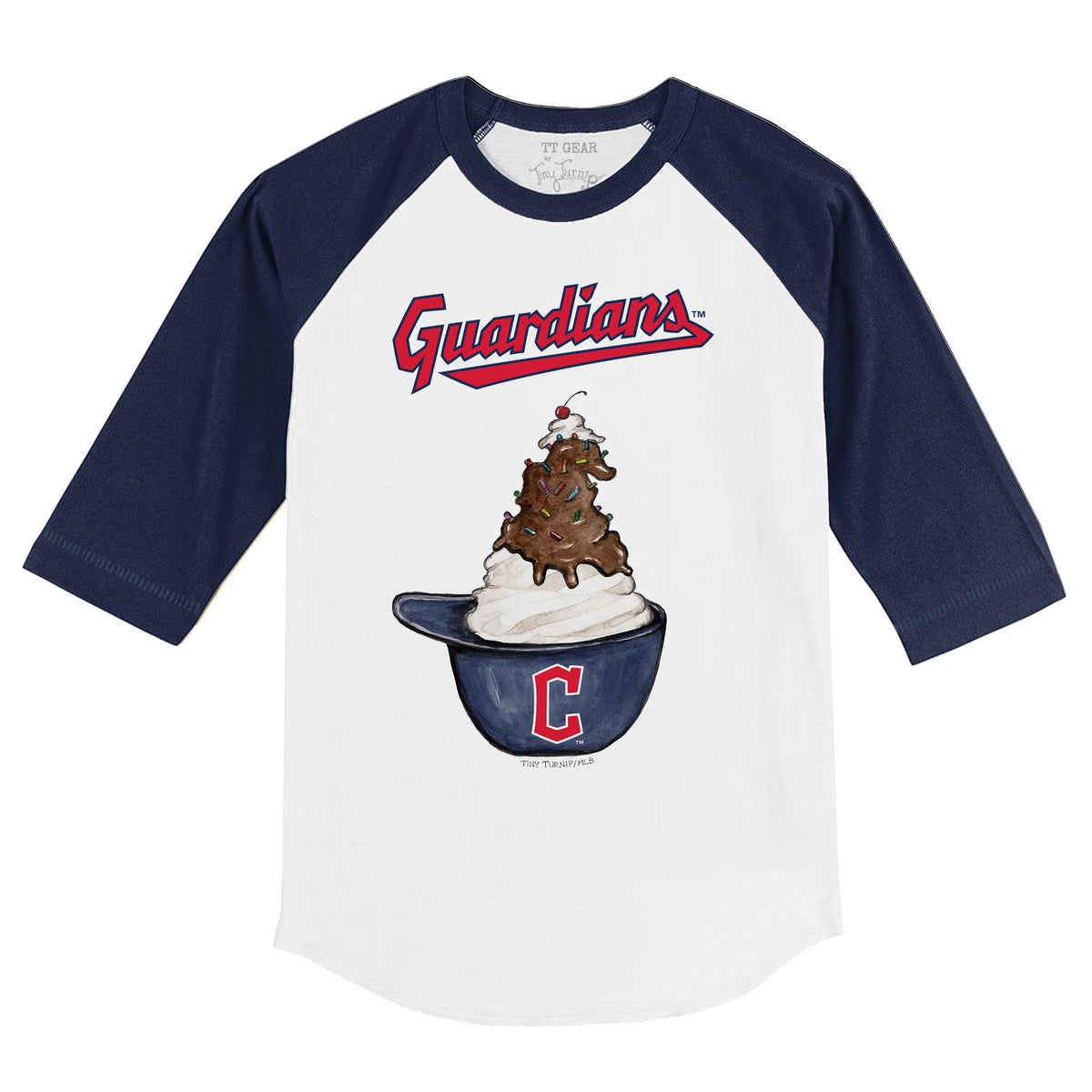 Cleveland Guardians Sundae Helmet 3/4 Navy Blue Sleeve Raglan