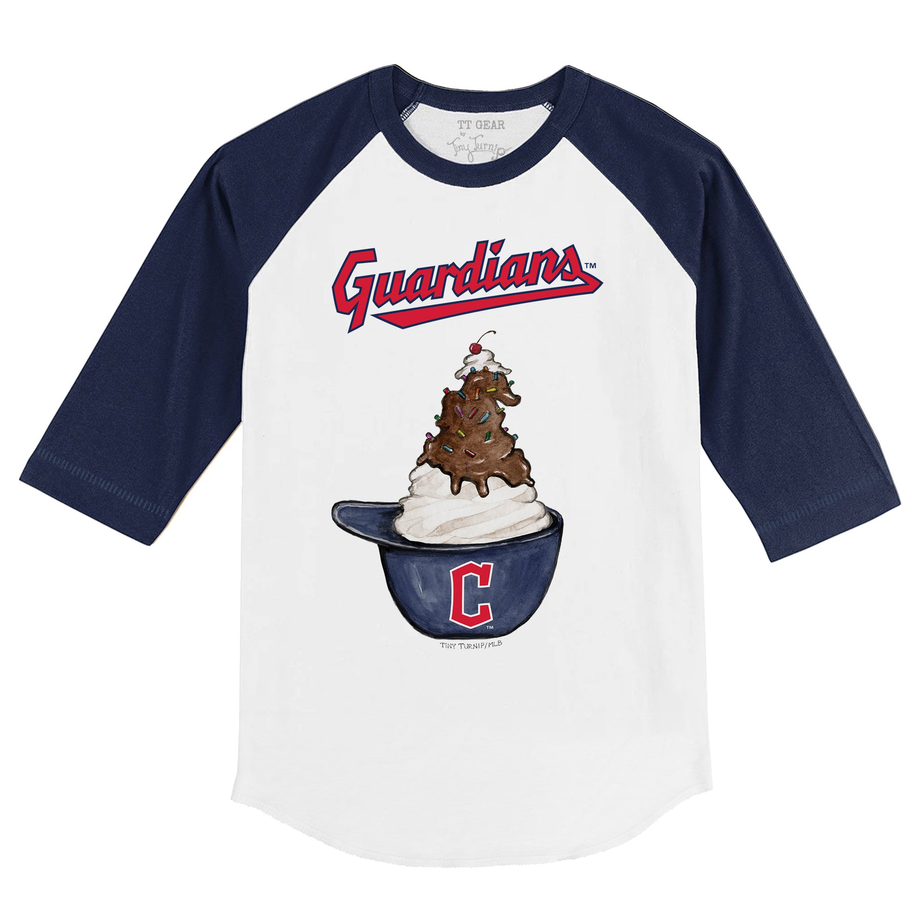 Cleveland Guardians Sundae Helmet 3/4 Navy Blue Sleeve Raglan