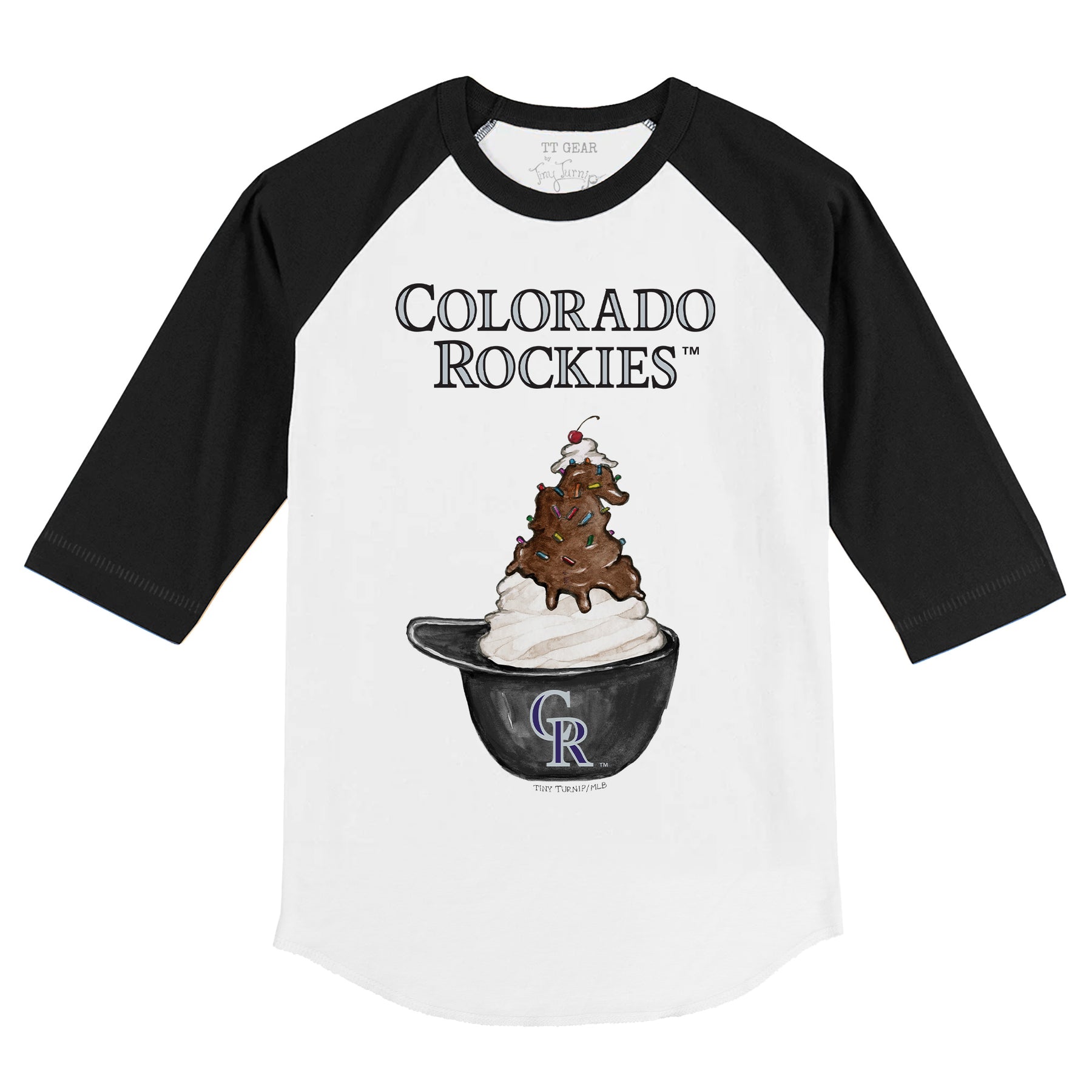 Colorado Rockies Sundae Helmet 3/4 Black Sleeve Raglan