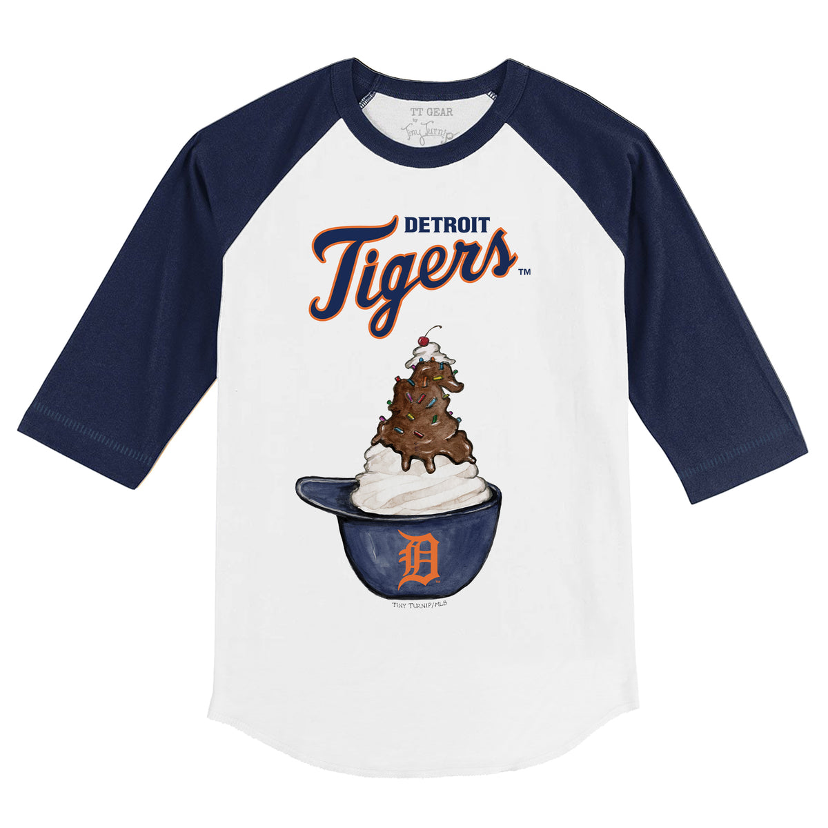 Detroit Tigers Sundae Helmet 3/4 Navy Blue Sleeve Raglan