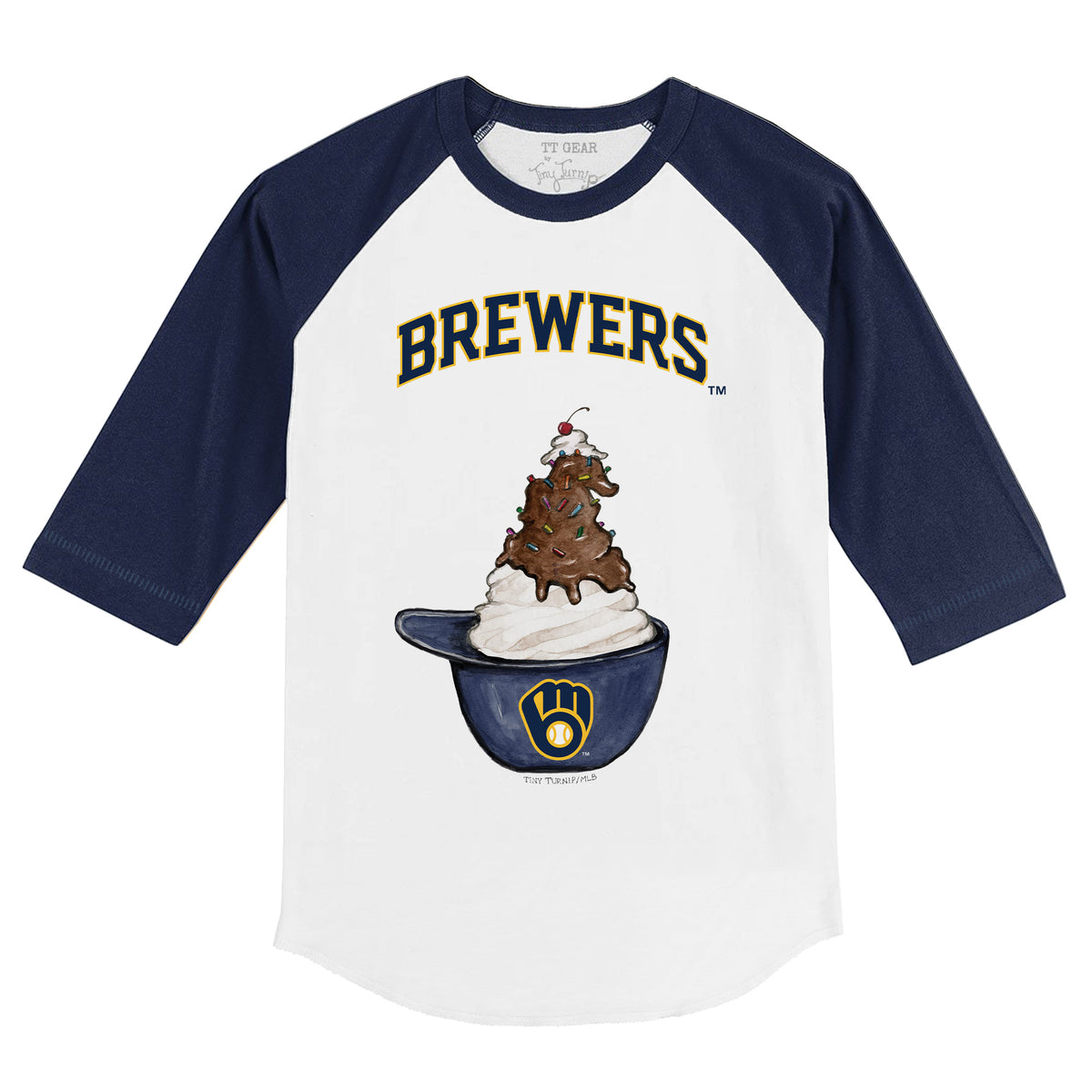 Milwaukee Brewers Sundae Helmet 3/4 Navy Blue Sleeve Raglan