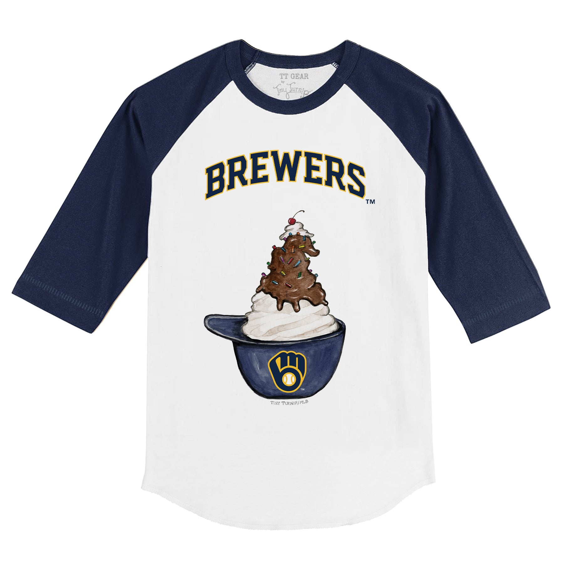 Milwaukee Brewers Sundae Helmet 3/4 Navy Blue Sleeve Raglan