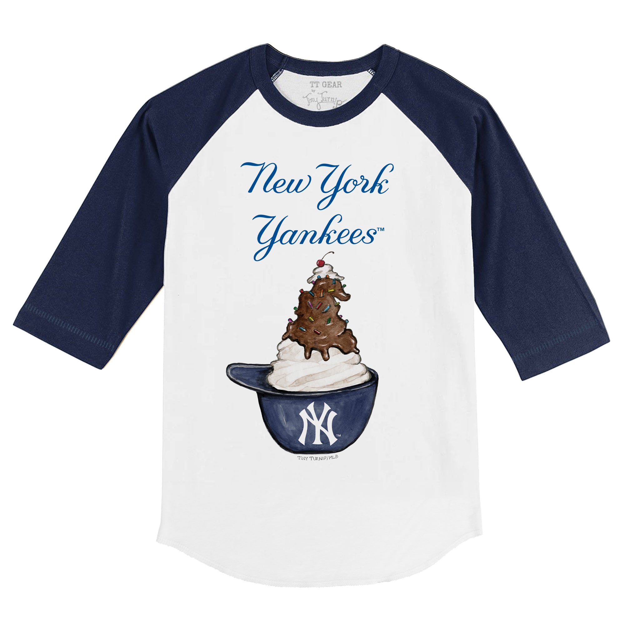 Youth Tiny Turnip White New York Yankees Sundae Helmet T-Shirt Size: Extra Large