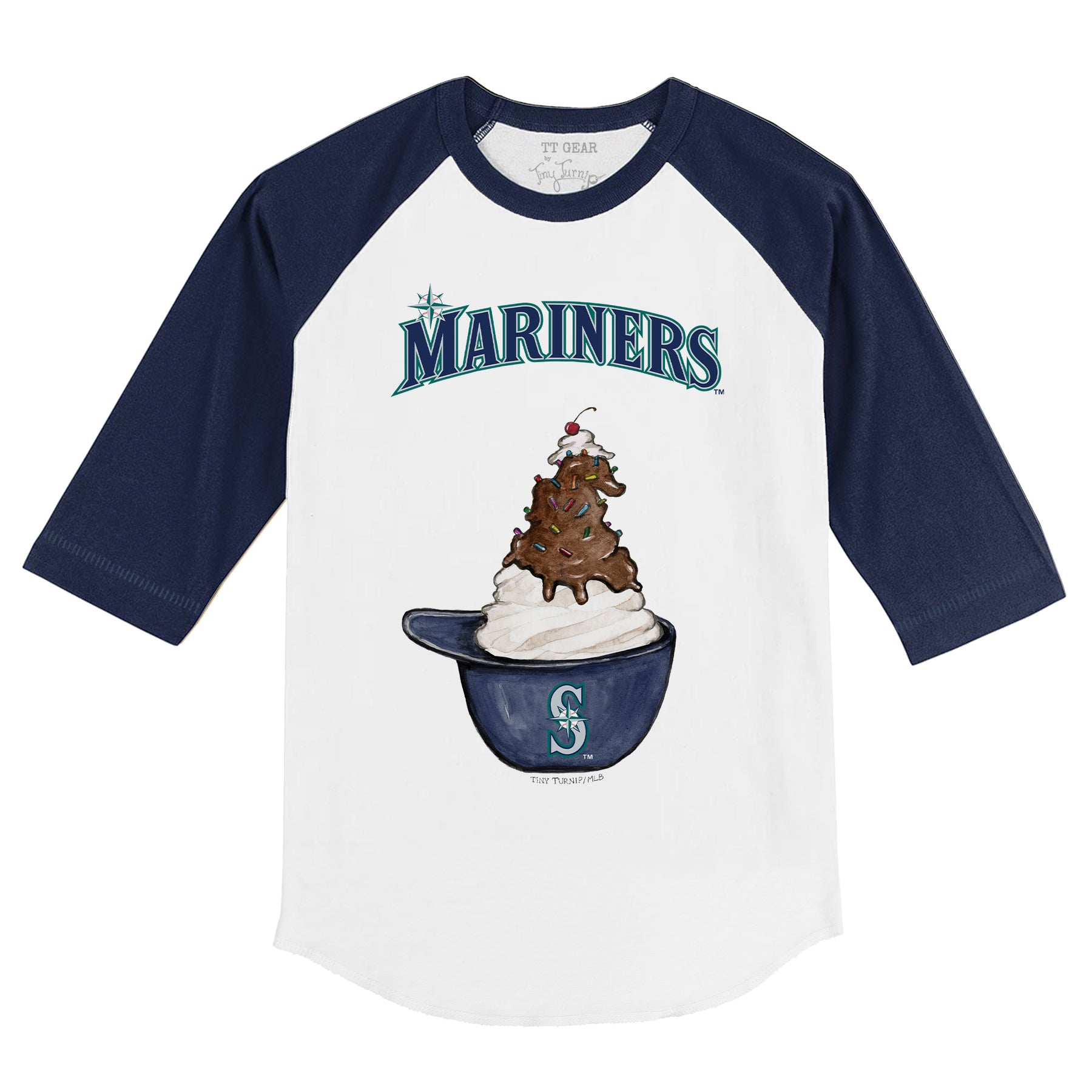 Seattle Mariners Sundae Helmet 3/4 Navy Blue Sleeve Raglan