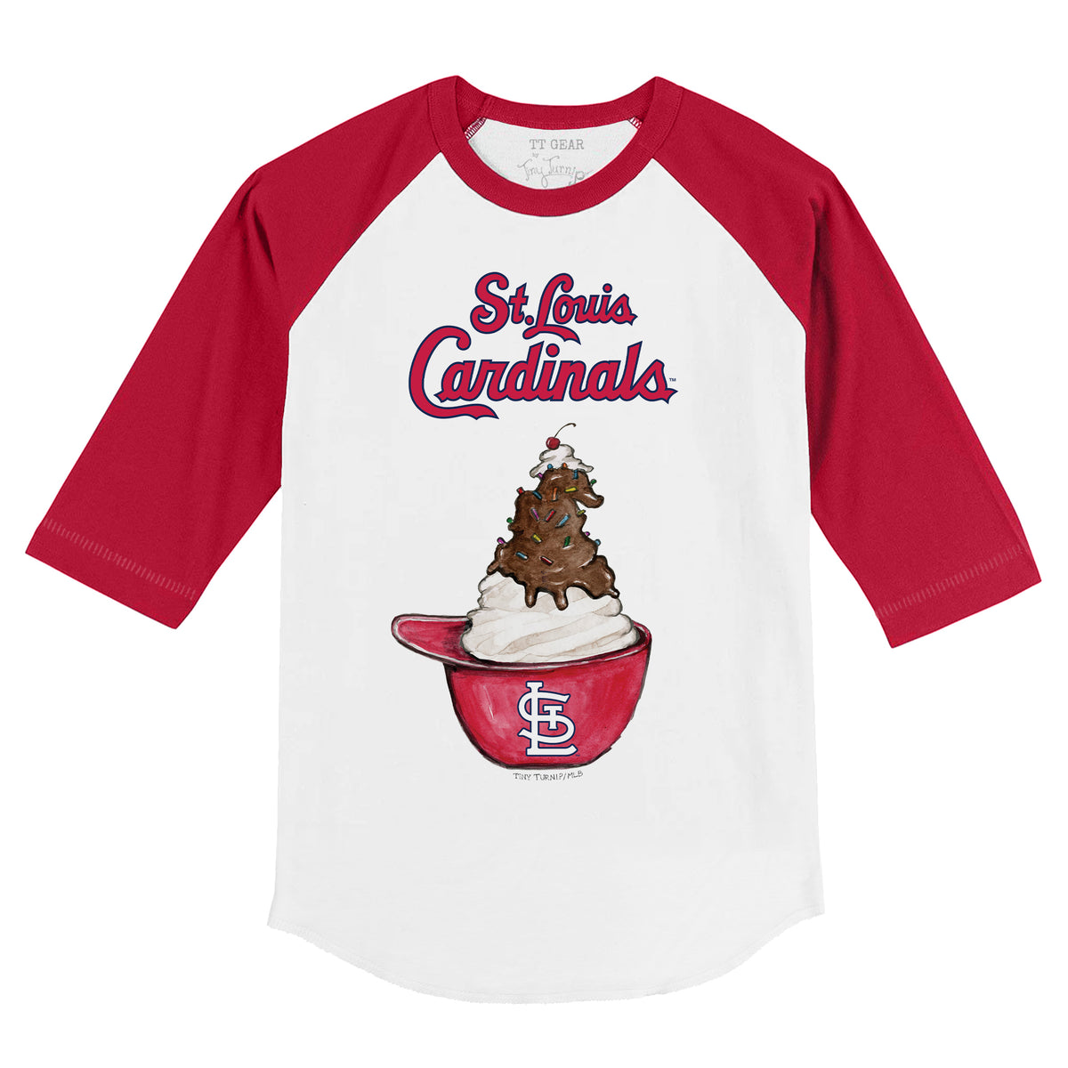 St. Louis Cardinals Sundae Helmet 3/4 Red Sleeve Raglan