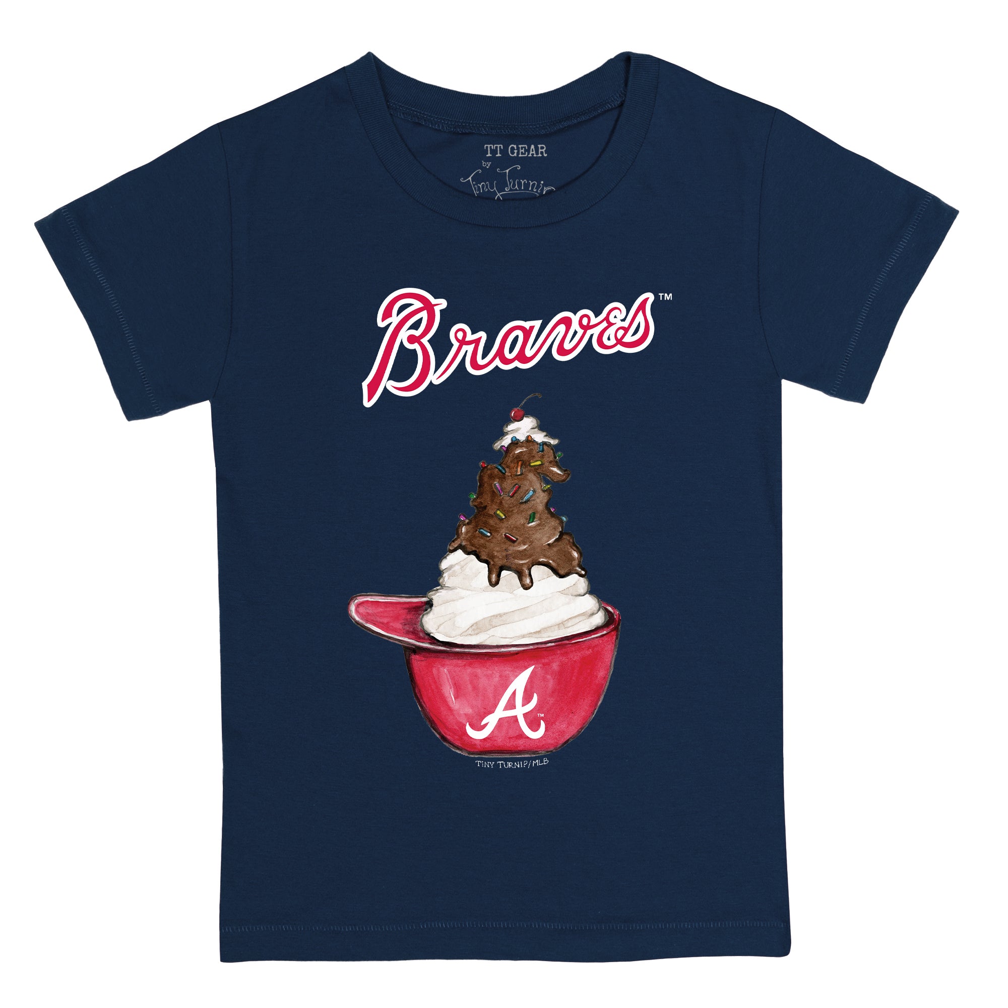 Toddler Tiny Turnip White Atlanta Braves Sundae Helmet T-Shirt 