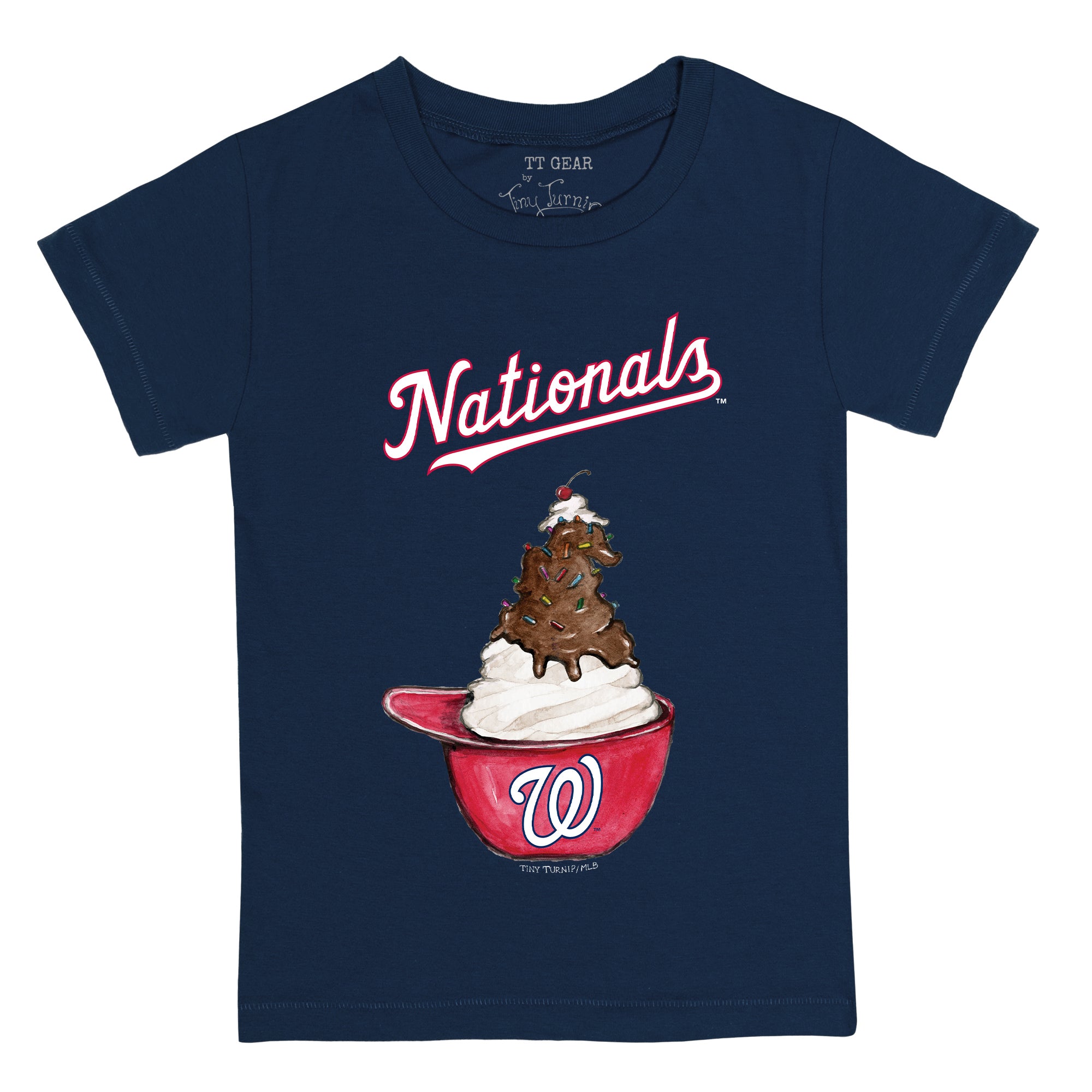 Tiny Turnip Washington Nationals Sundae Helmet Tee Shirt Youth Large (10-12) / Navy Blue