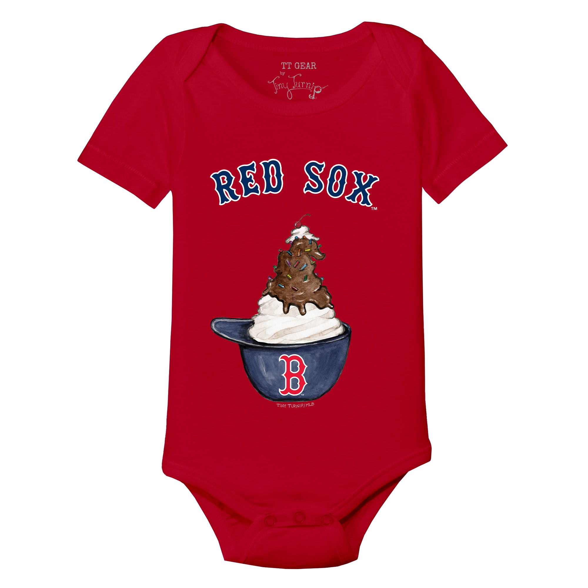 Women's Tiny Turnip White Boston Red Sox Sundae Helmet T-Shirt