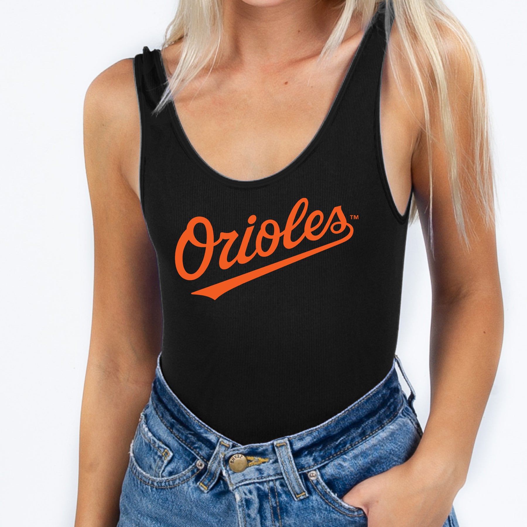 Baltimore Orioles Team Spirt Black Ribbed Bodysuit