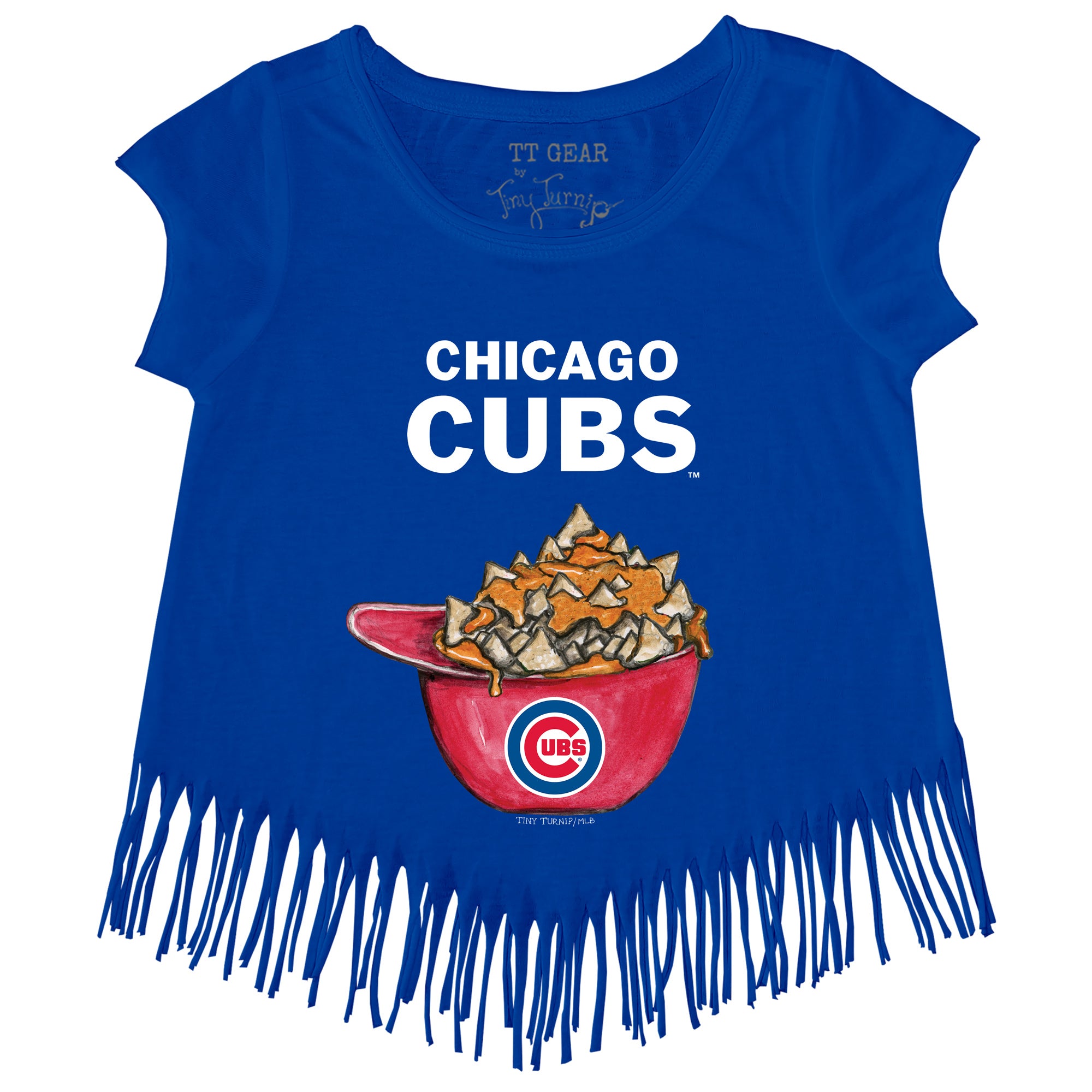 Chicago Cubs Tiny Turnip Women's Nacho Helmet 3/4-Sleeve Raglan T-Shirt -  White/Royal