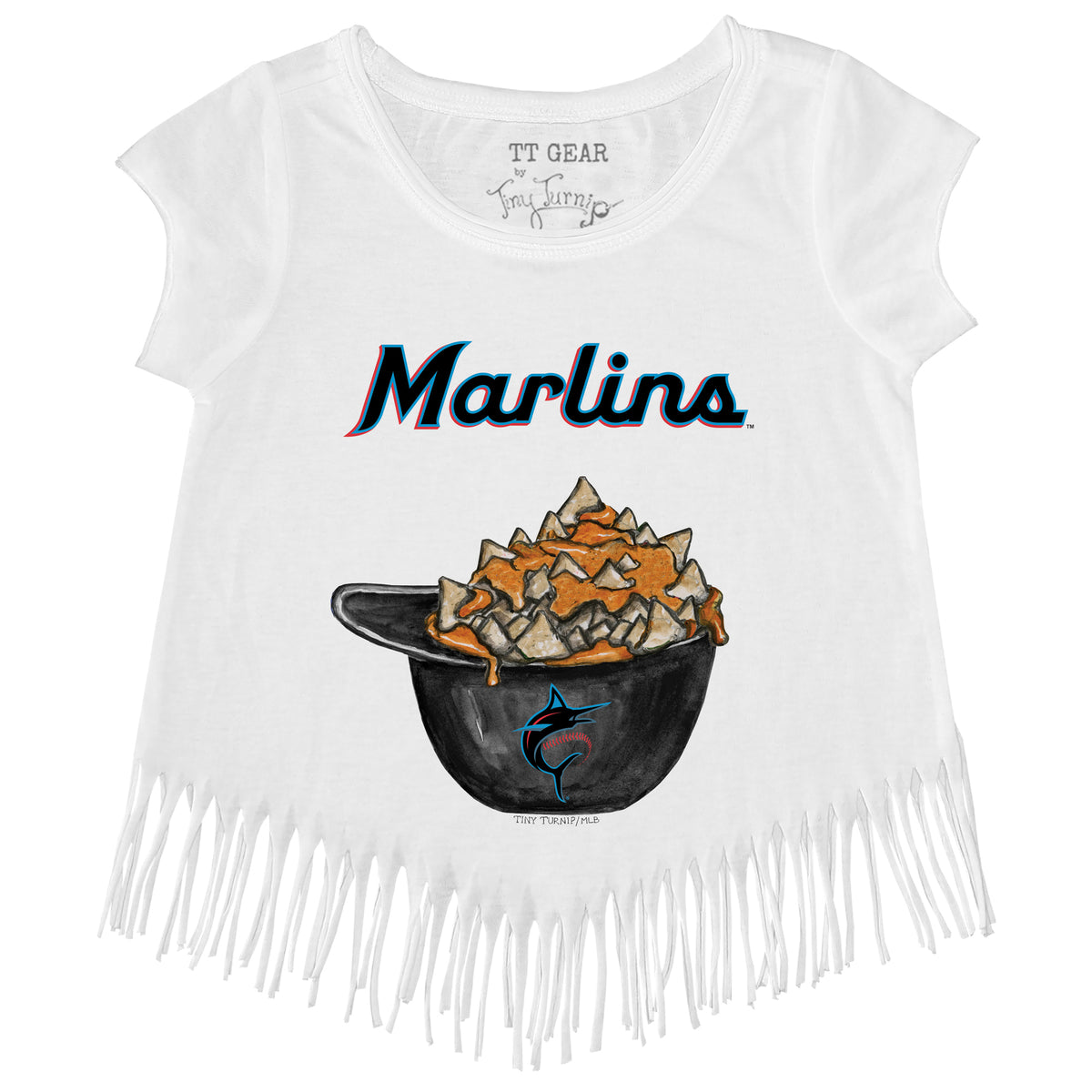 Miami Marlins Nacho Helmet Fringe Tee