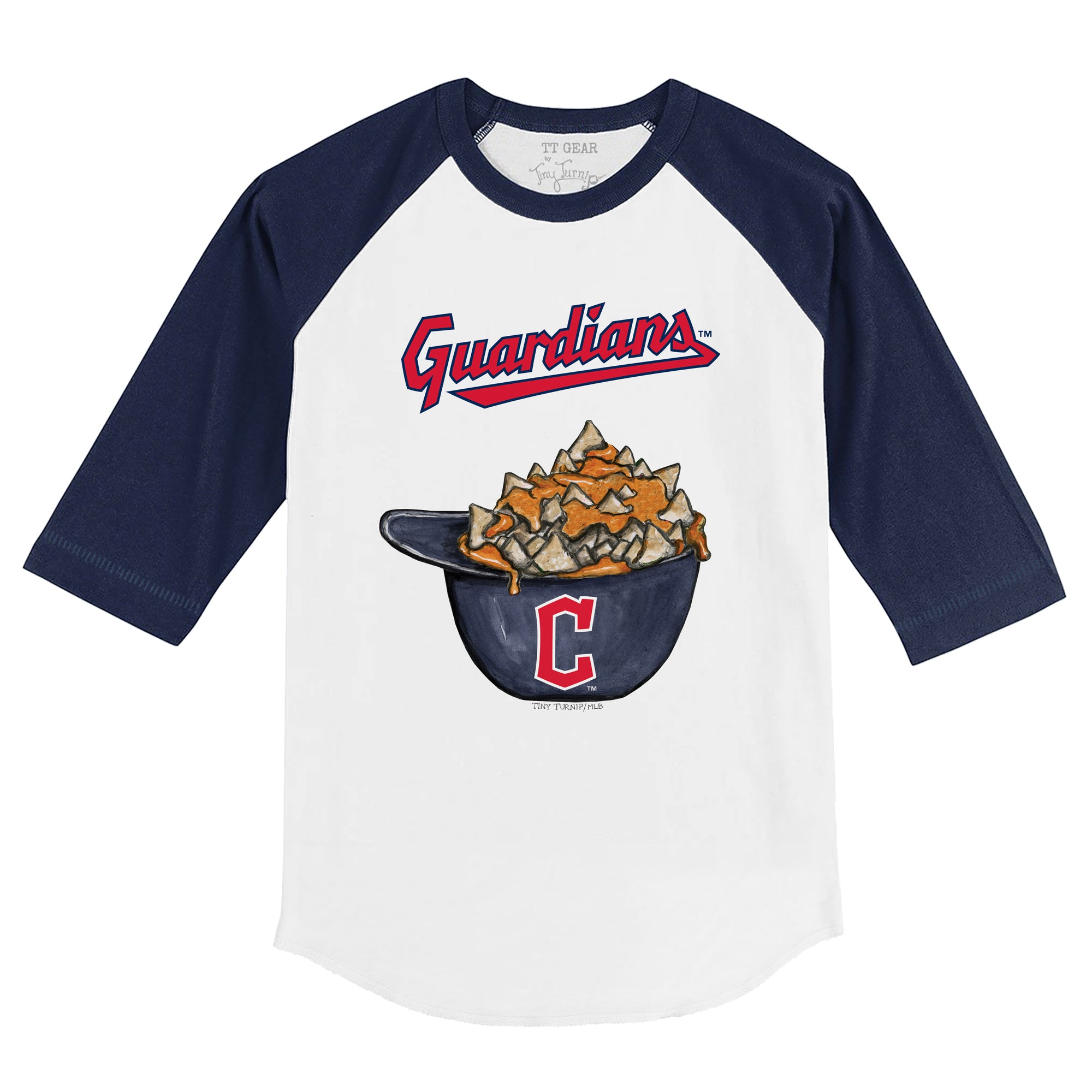 Cleveland Guardians Nacho Helmet 3/4 Navy Blue Sleeve Raglan Youth Small (6-8)