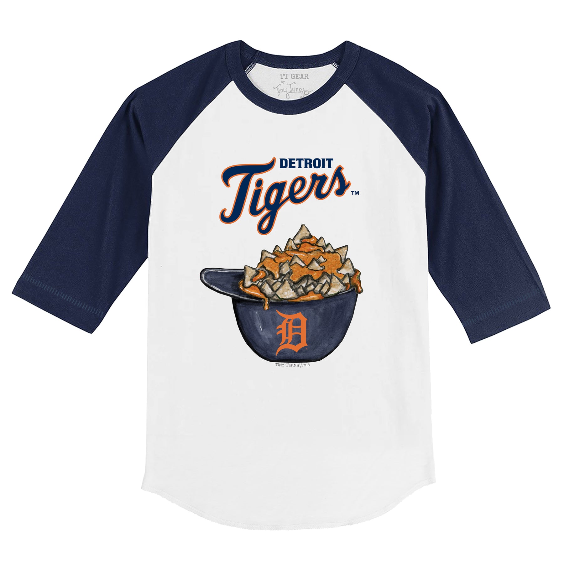 Detroit Tigers Nacho Helmet 3/4 Navy Blue Sleeve Raglan