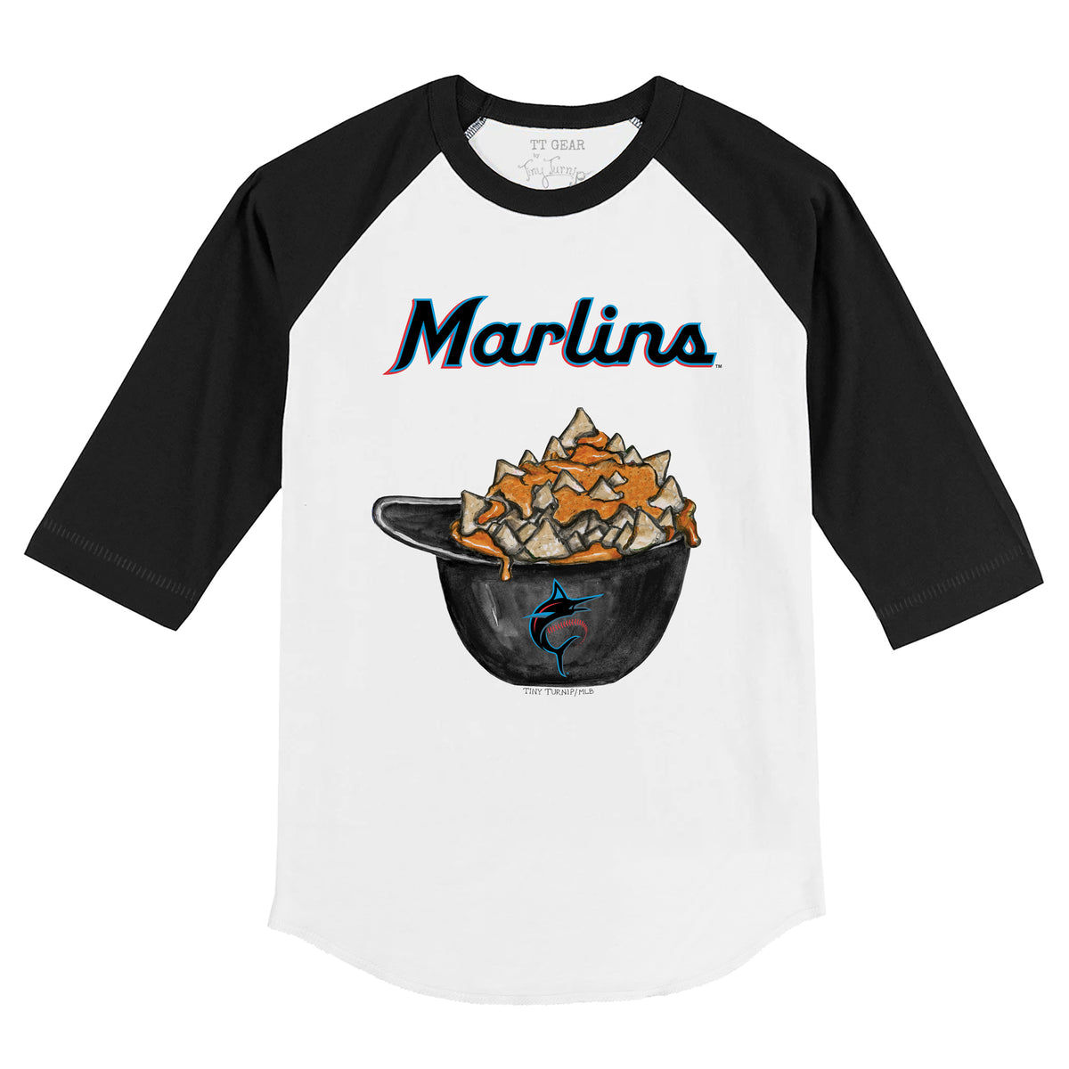 Miami Marlins Nacho Helmet 3/4 Black Sleeve Raglan