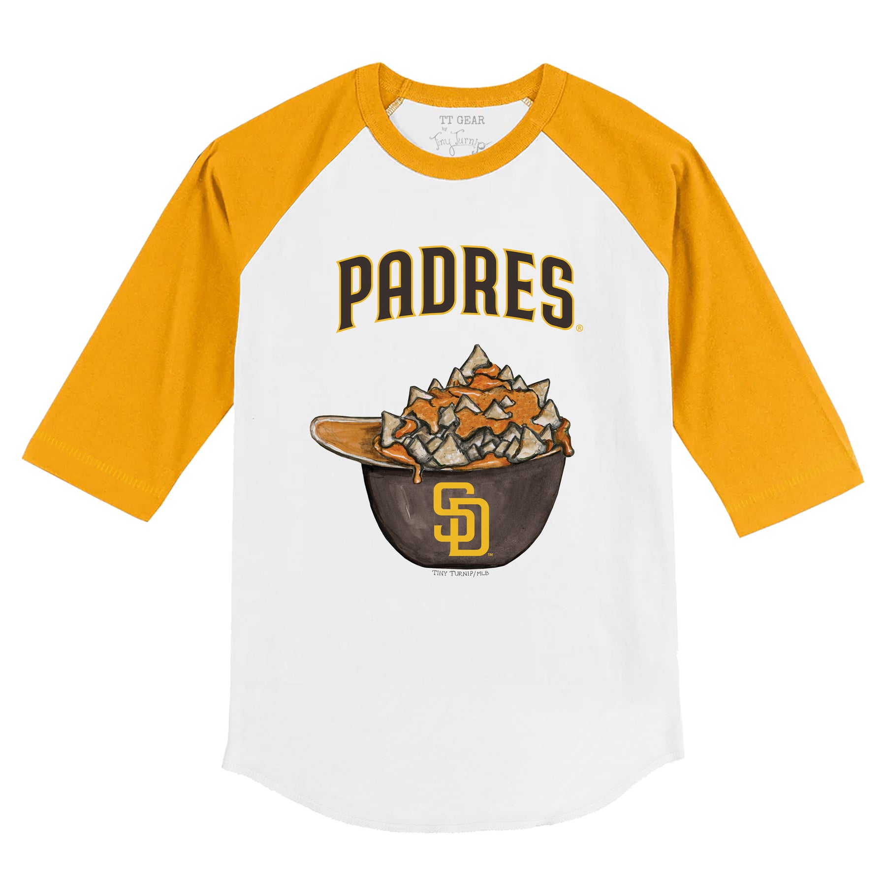 San Diego Padres Nacho Helmet 3/4 Gold Sleeve Raglan