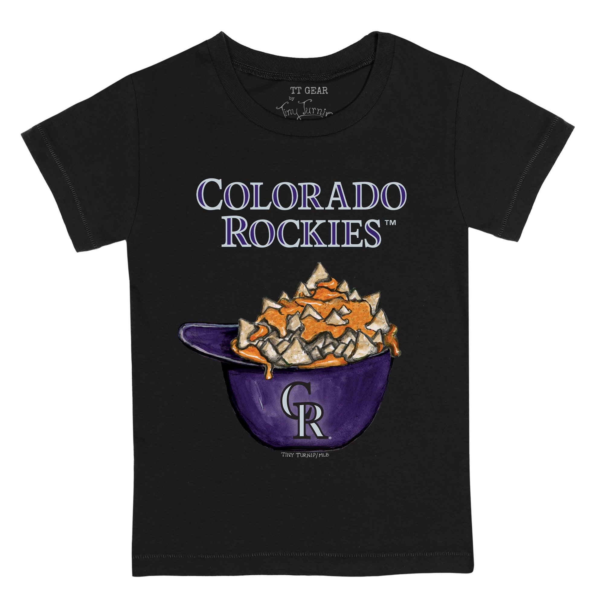 Lids Colorado Rockies Tiny Turnip Youth Baseball Bow T-Shirt - Black