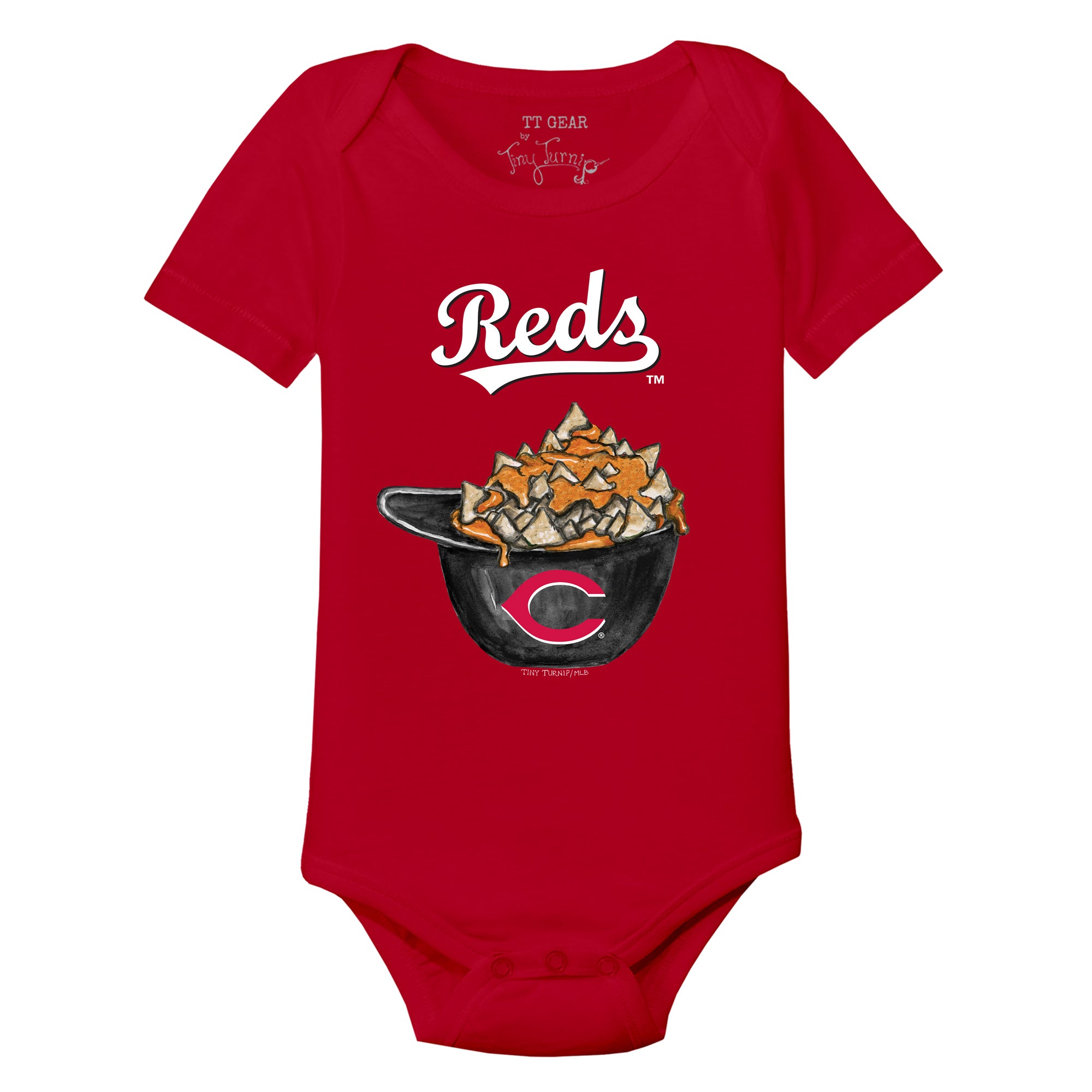 Infant Tiny Turnip White Cincinnati Reds Nacho Helmet T-Shirt