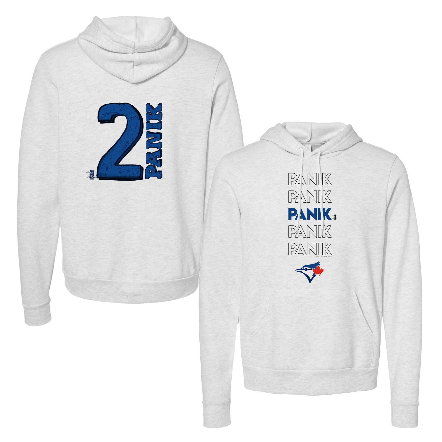 Toronto Blue Jays Joe Panik Stacked Unisex Heather Grey Pullover Hoodie