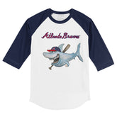 Atlanta Braves Shark 3/4 Navy Blue Sleeve Raglan