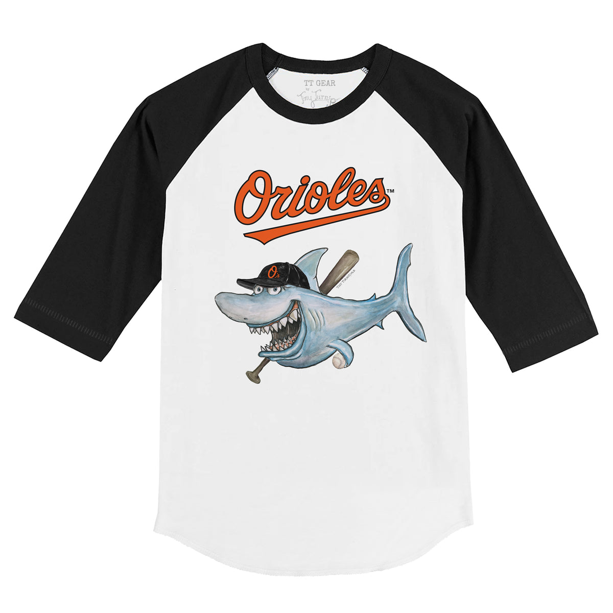 Baltimore Orioles Shark 3/4 Black Sleeve Raglan