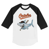Baltimore Orioles Shark 3/4 Black Sleeve Raglan