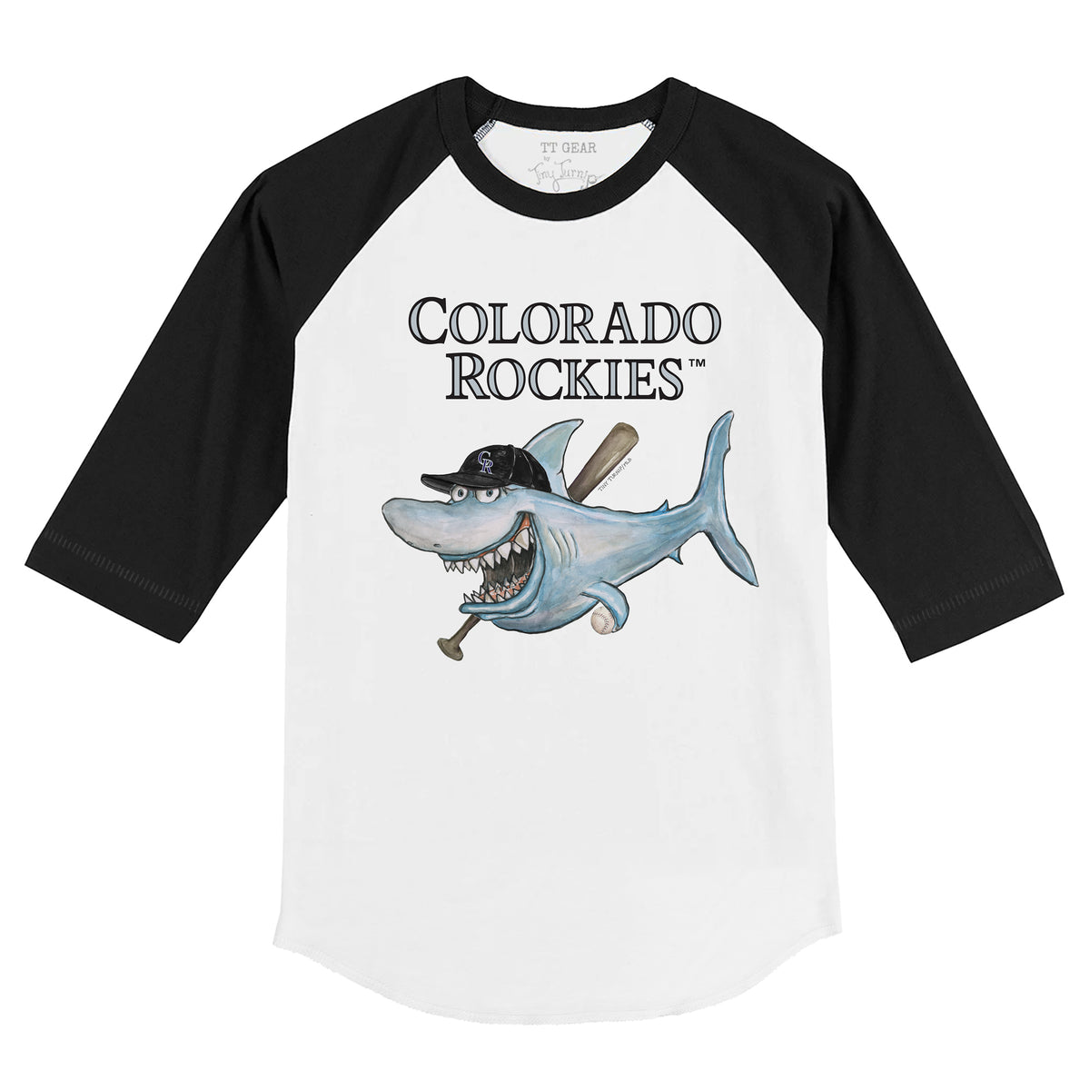 Colorado Rockies Shark 3/4 Black Sleeve Raglan