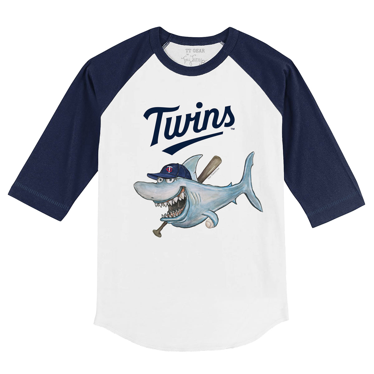 Minnesota Twins Shark 3/4 Navy Blue Sleeve Raglan