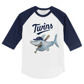 Minnesota Twins Shark 3/4 Navy Blue Sleeve Raglan