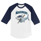 Seattle Mariners Shark 3/4 Navy Blue Sleeve Raglan