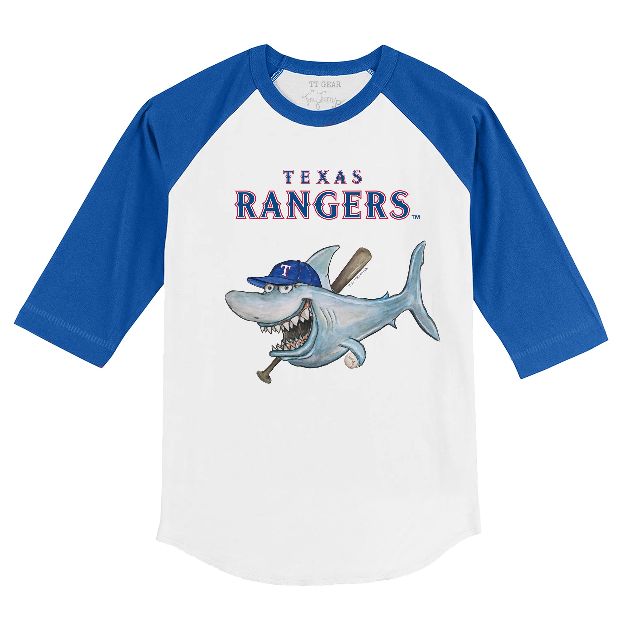 Youth Tiny Turnip White Texas Rangers Shark Logo T-Shirt Size: Medium