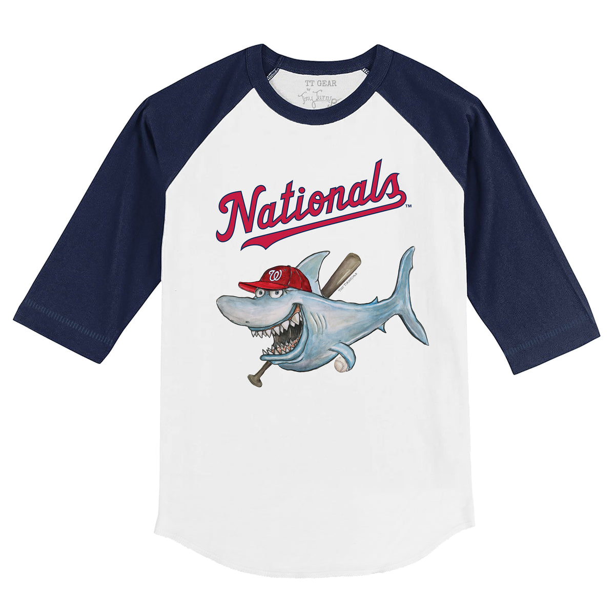 Washington Nationals Shark 3/4 Navy Blue Sleeve Raglan