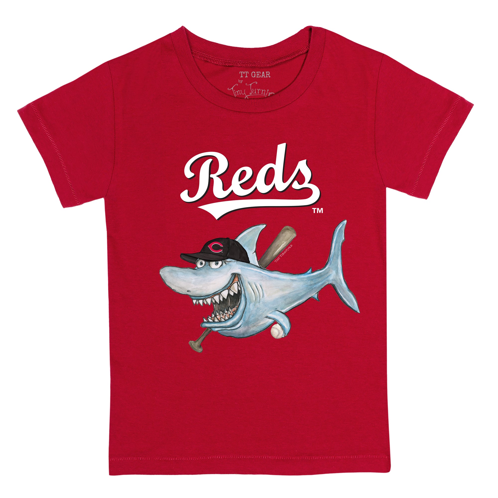 Atlanta Braves Tiny Turnip Youth Shark 3/4-Sleeve Raglan T-Shirt