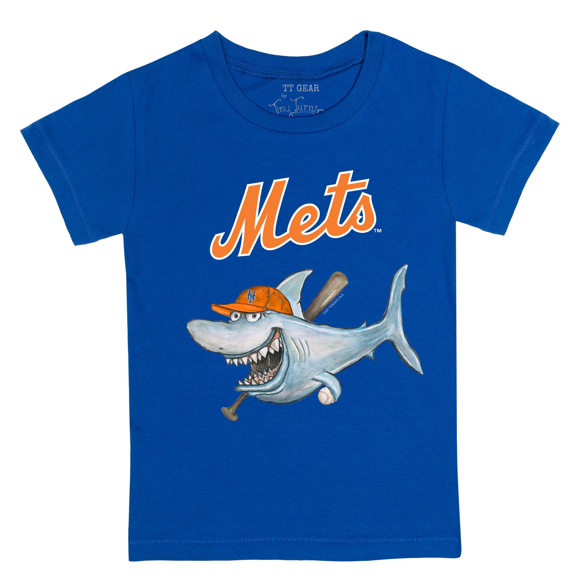 Youth Tiny Turnip White New York Mets Shark Logo T-Shirt Size: Medium