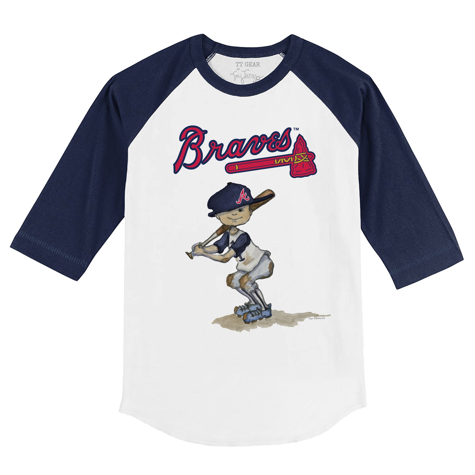 Atlanta Braves Slugger 3/4 Navy Blue Sleeve Raglan