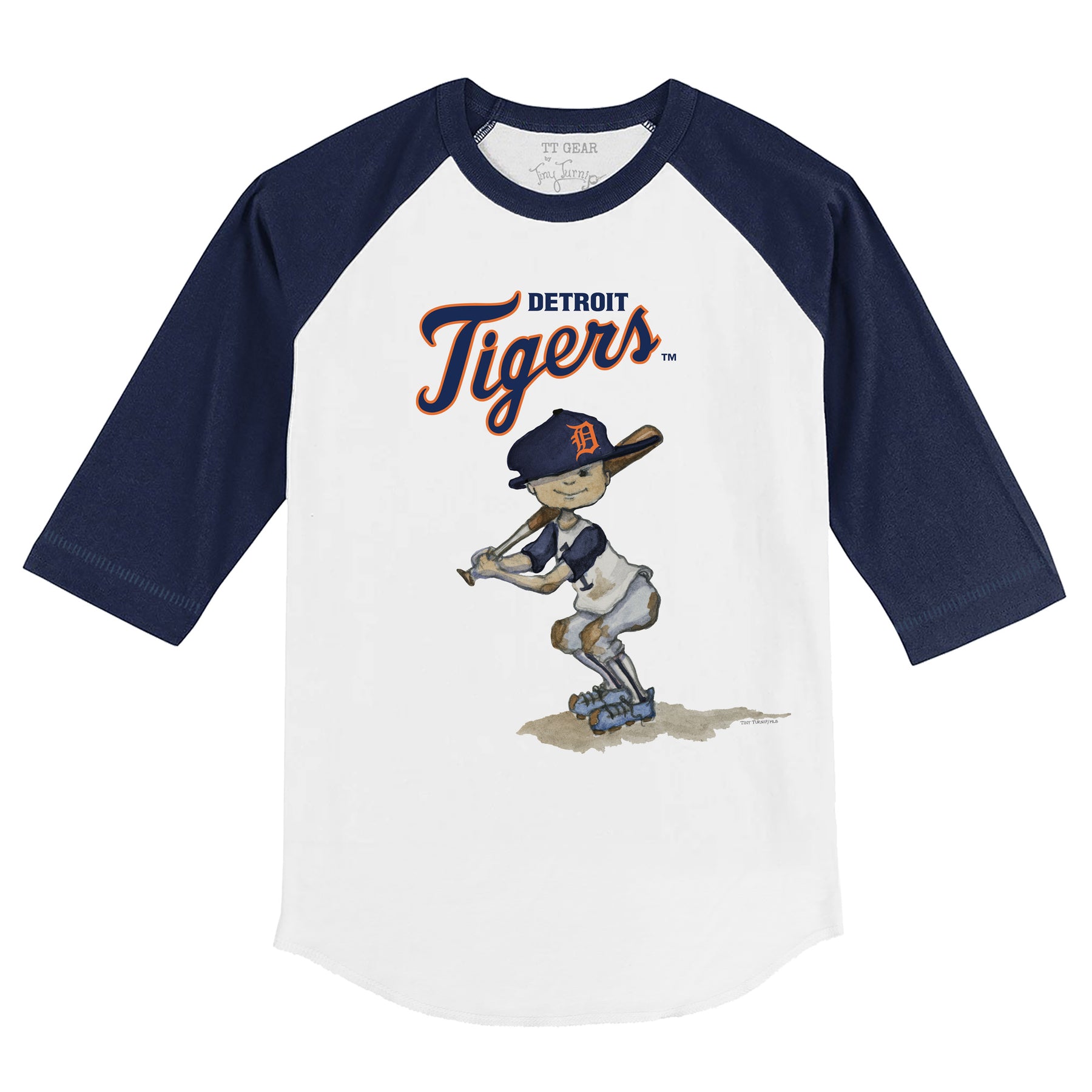 Detroit Tigers Slugger 3/4 Navy Blue Sleeve Raglan