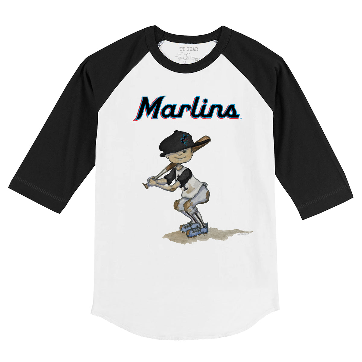 Miami Marlins Slugger 3/4 Black Sleeve Raglan