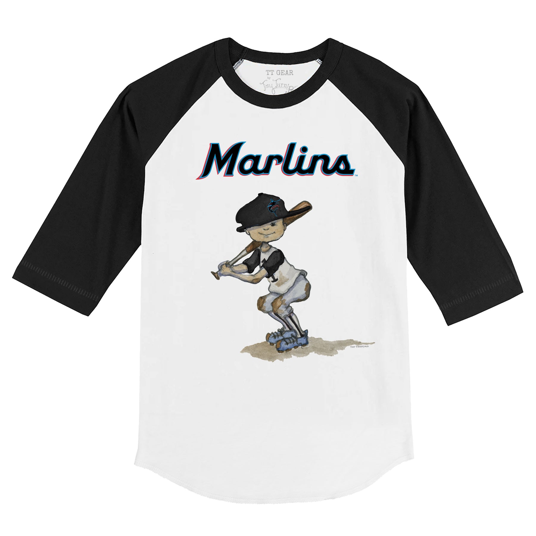 Miami Marlins Slugger 3/4 Black Sleeve Raglan