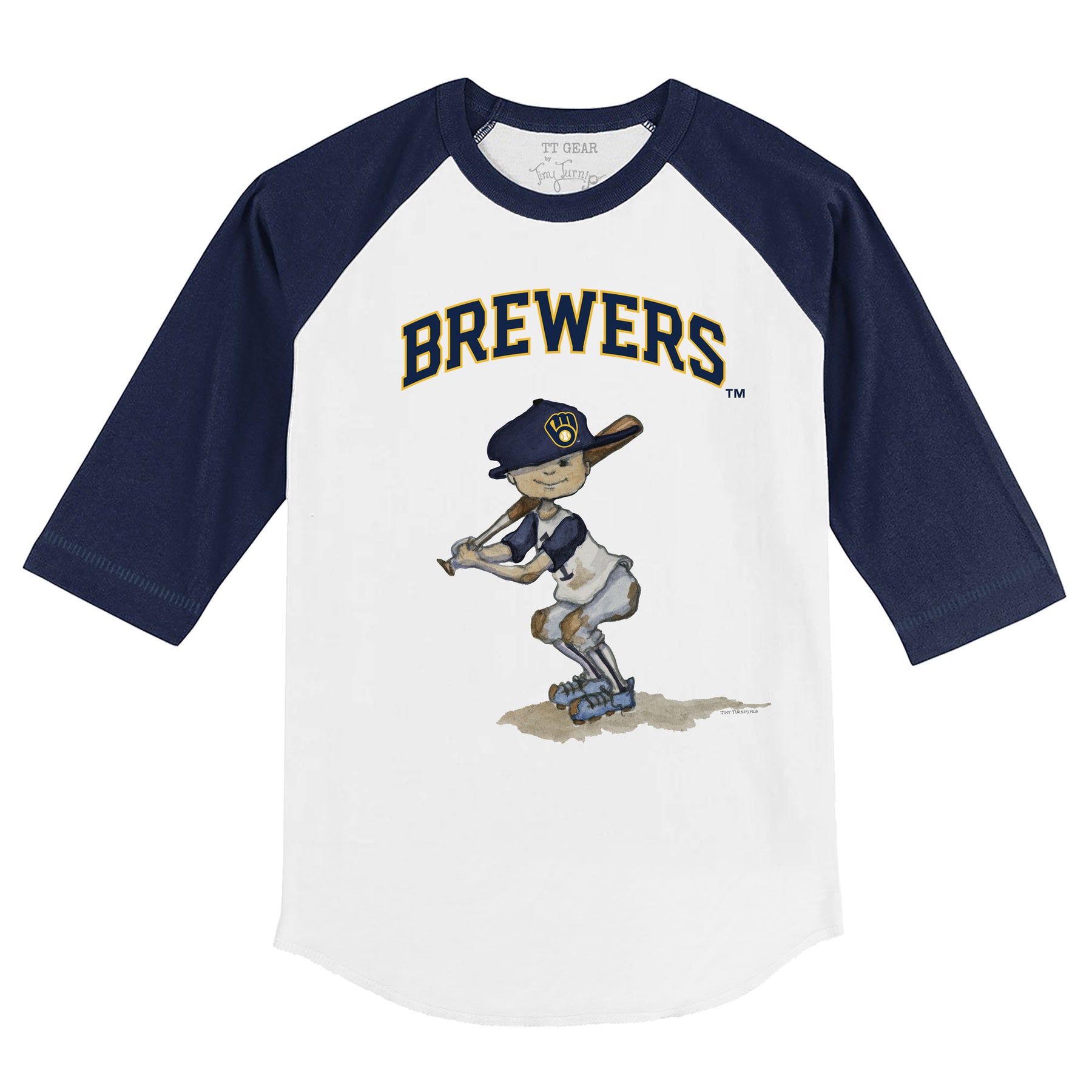 Milwaukee Brewers Slugger 3/4 Navy Blue Sleeve Raglan