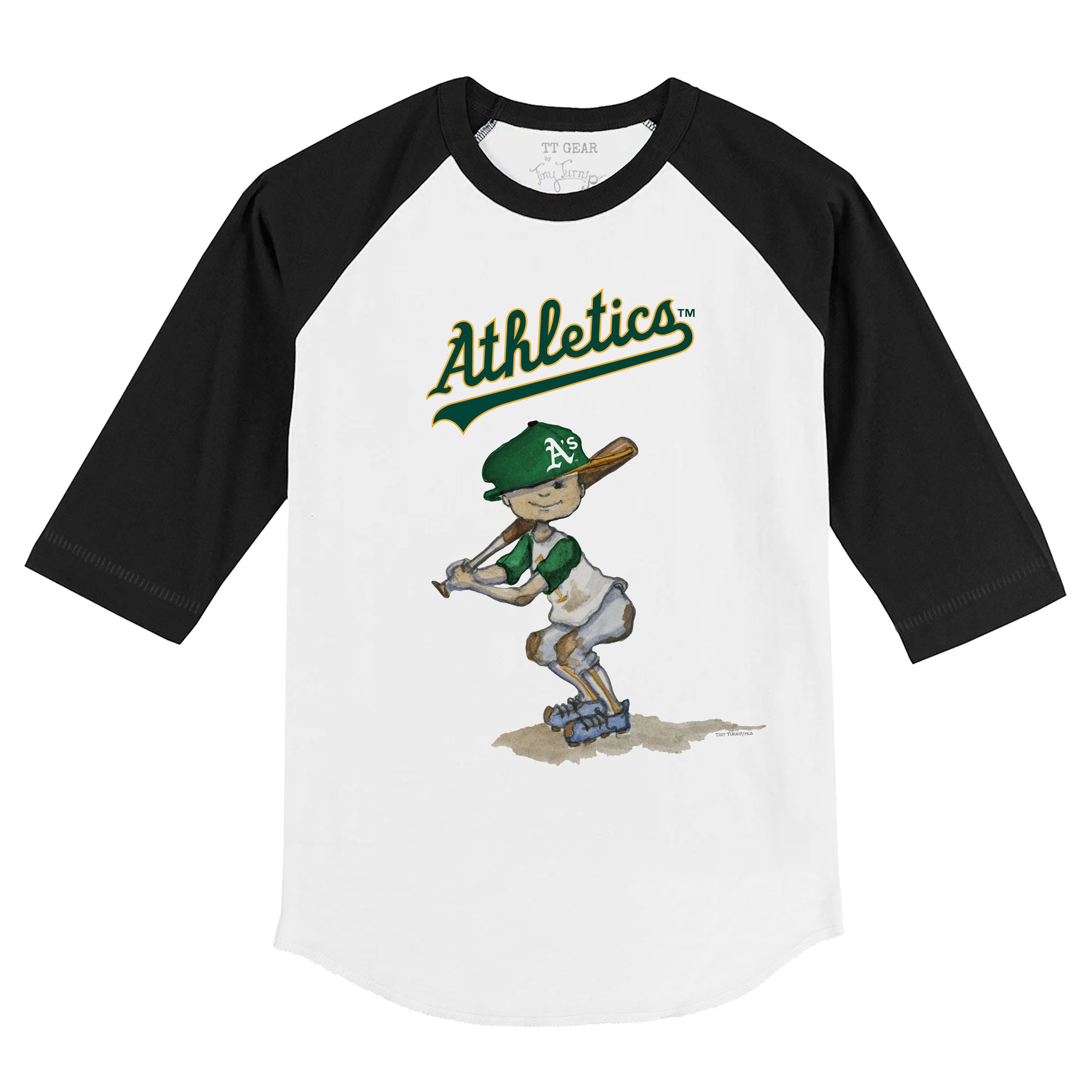 Oakland Athletics Slugger 3/4 Black Sleeve Raglan