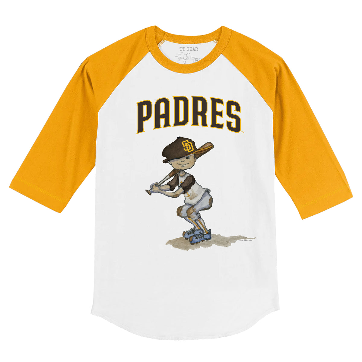 San Diego Padres Slugger 3/4 Gold Sleeve Raglan