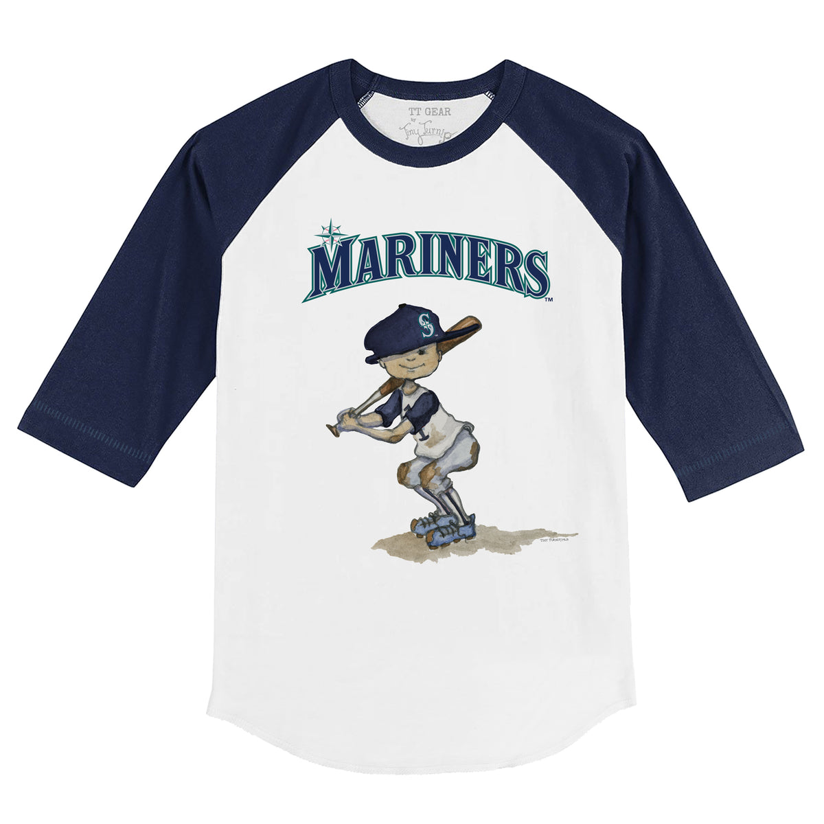 Seattle Mariners Slugger 3/4 Navy Blue Sleeve Raglan